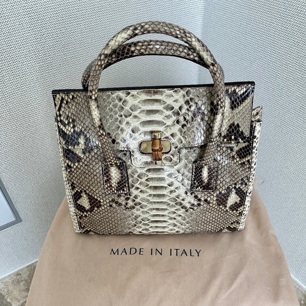 SNAKE SKIN- PHYTON ITALIAN HANDBAG NEW - Picture 6 of 16